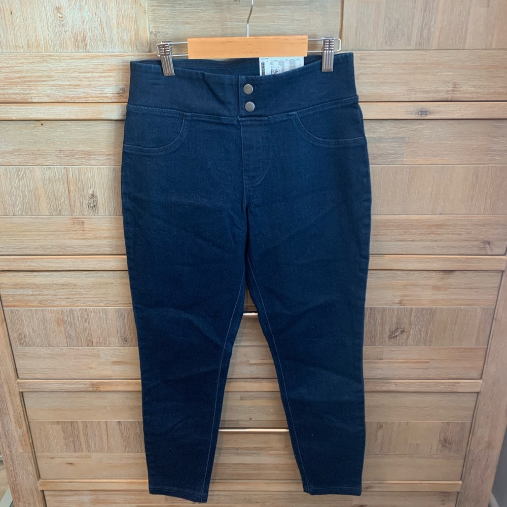 HUE Blue Jeggings High-Waisted Tapered Cropped